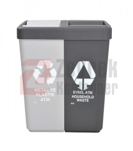 80 Liter Set Plastik per Riciklim me 2 Ndarje-Metal dhe Plastike & Mbetje Shtepiake