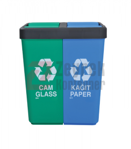 80 Liter Set Plastik per Riciklim me 2 Ndarje-Qelq & Leter
