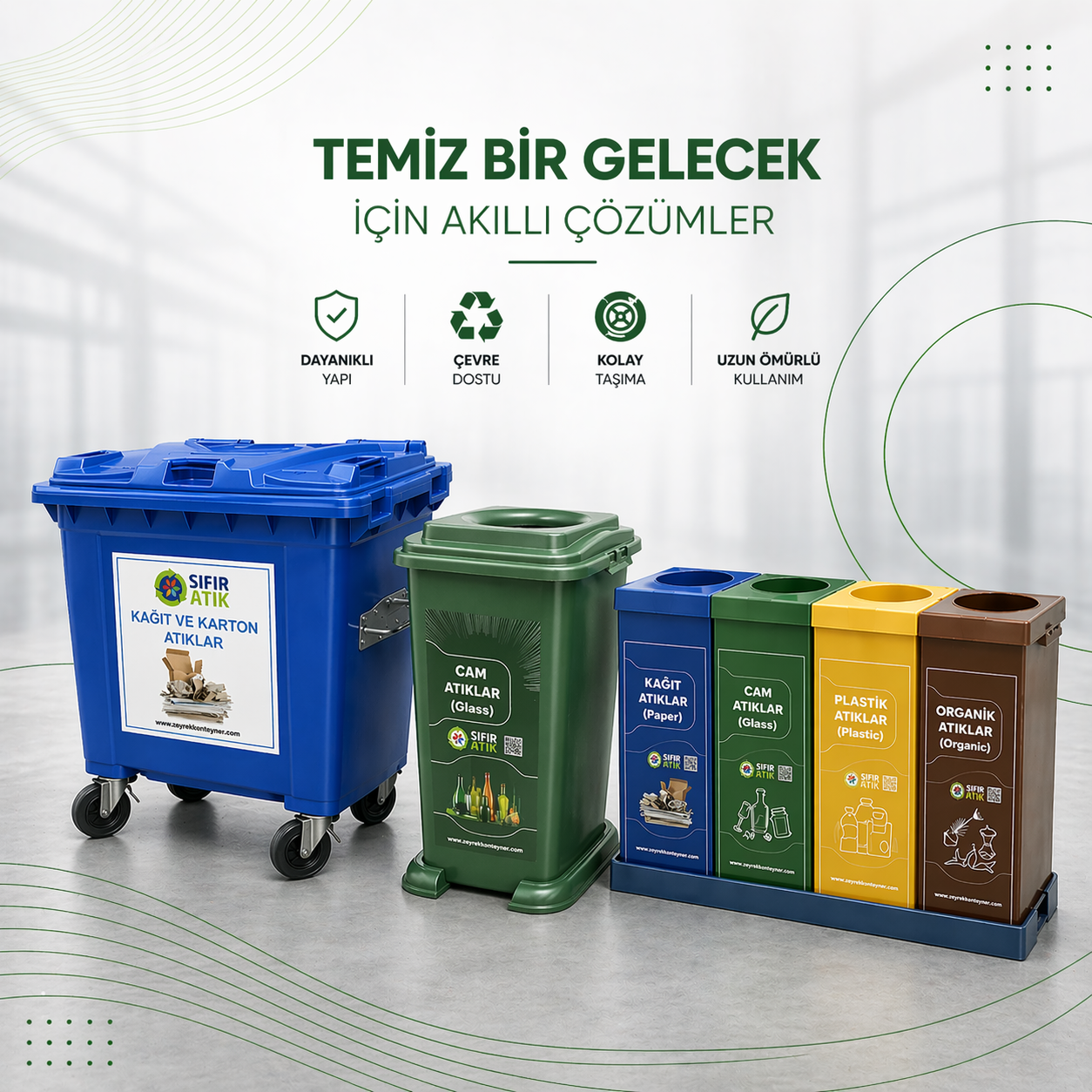 Sıfır Atık Çöp Konteynerleri ve Plastik Geri Dönüşüm Kovaları 