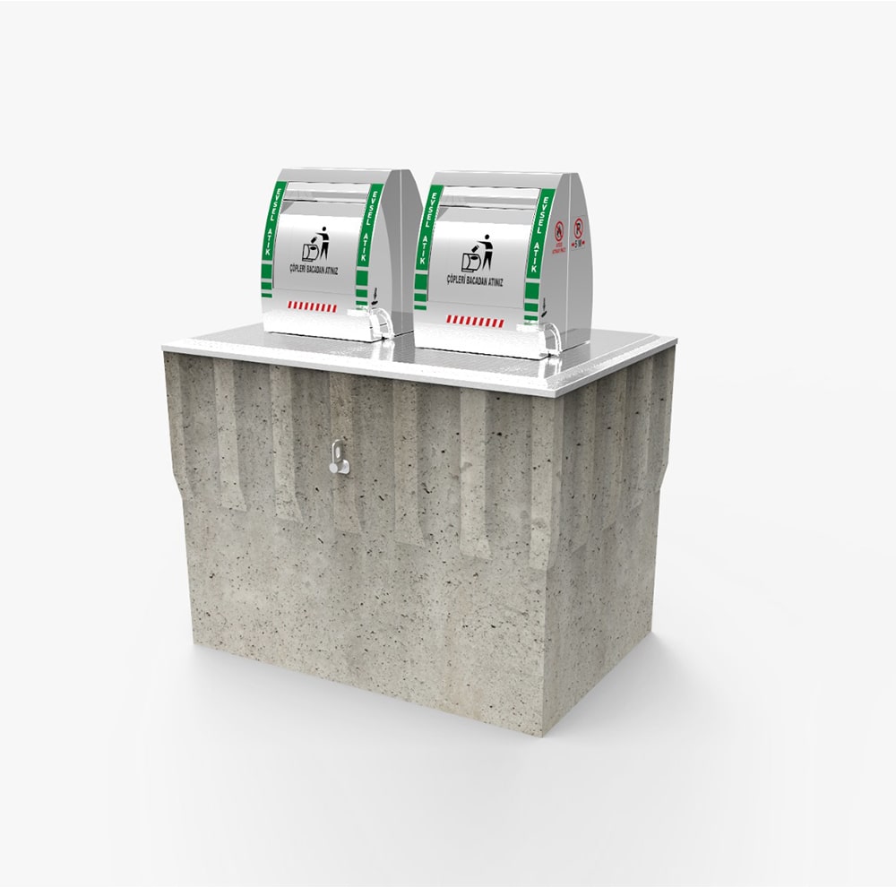 2200 Litre Konik Bacalı Jaklı Yeraltı Çöp Konteyner Sistemi